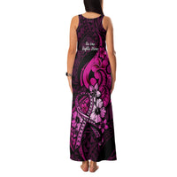Polynesia Breast Cancer Awareness Family Matching Tank Maxi Dress and Hawaiian Shirt Think Pink Polynesian Ribbon Black Version LT14 - Polynesian Pride