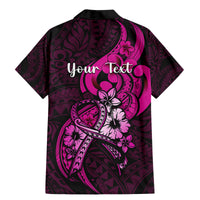 Personalised Polynesia Breast Cancer Awareness Family Matching Mermaid Dress and Hawaiian Shirt Think Pink Polynesian Ribbon Black Version LT14 - Polynesian Pride
