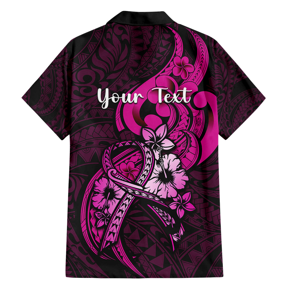Personalised Polynesia Breast Cancer Awareness Family Matching Off Shoulder Long Sleeve Dress and Hawaiian Shirt Think Pink Polynesian Ribbon Black Version LT14 - Polynesian Pride