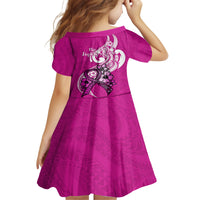 Polynesia Breast Cancer Awareness Family Matching Off Shoulder Maxi Dress and Hawaiian Shirt Think Pink Polynesian Ribbon White Version LT14 - Polynesian Pride