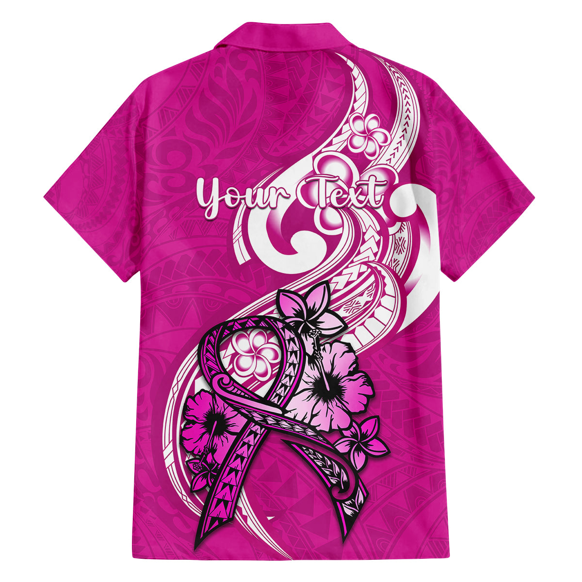 Personalised Polynesia Breast Cancer Awareness Family Matching Off Shoulder Short Dress and Hawaiian Shirt Think Pink Polynesian Ribbon White Version LT14 - Polynesian Pride
