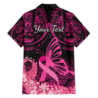 Presonalised Tonga Breast Cancer Awareness Family Matching Puletasi Dress and Hawaiian Shirt Pink Ribbon Brave Strong Warrior Tongan Ngatu Pattern LT14 - Polynesian Pride