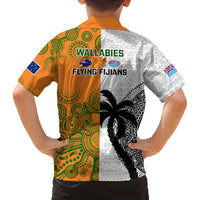 Fiji And Australia Rugby Family Matching Off Shoulder Maxi Dress and Hawaiian Shirt 2023 World Cup Aboriginal Mix Tapa Pattern LT14 - Polynesian Pride