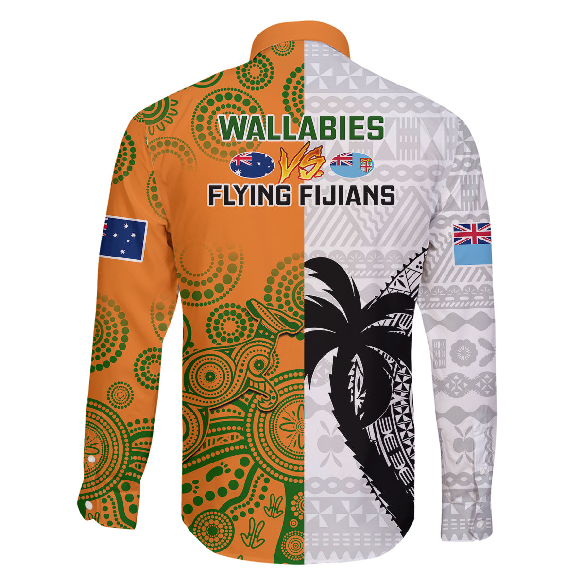 Fiji And Australia Rugby Family Matching Off Shoulder Short Dress and Hawaiian Shirt 2023 World Cup Aboriginal Mix Tapa Pattern LT14 - Polynesian Pride