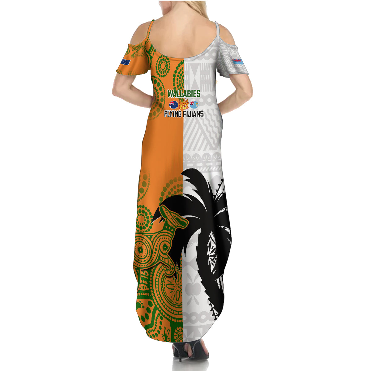 Fiji And Australia Rugby Family Matching Summer Maxi Dress and Hawaiian Shirt 2023 World Cup Aboriginal Mix Tapa Pattern LT14 - Polynesian Pride