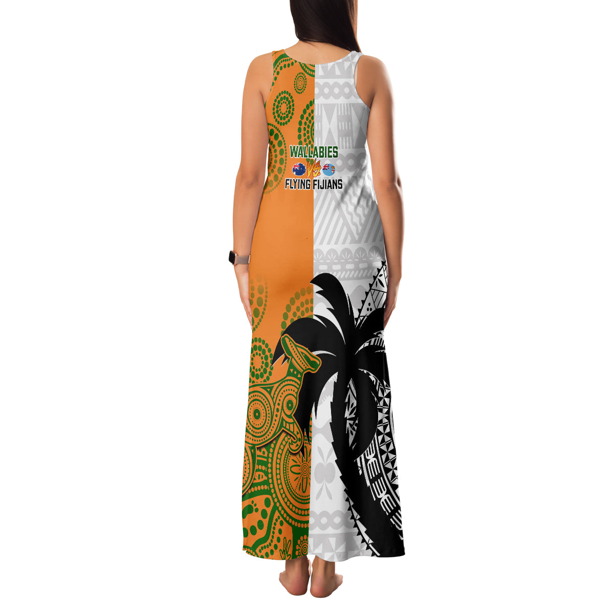 Fiji And Australia Rugby Family Matching Tank Maxi Dress and Hawaiian Shirt 2023 World Cup Aboriginal Mix Tapa Pattern LT14 - Polynesian Pride