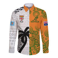 fiji-and-australia-rugby-long-sleeve-button-shirt-2023-world-cup-aboriginal-mix-tapa-pattern