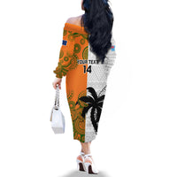 Custom Fiji And Australia Rugby Family Matching Off Shoulder Long Sleeve Dress and Hawaiian Shirt 2023 World Cup Aboriginal Mix Tapa Pattern LT14 - Polynesian Pride