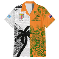 Custom Fiji And Australia Rugby Family Matching Off Shoulder Maxi Dress and Hawaiian Shirt 2023 World Cup Aboriginal Mix Tapa Pattern LT14 Mom's Dress Gold - Polynesian Pride