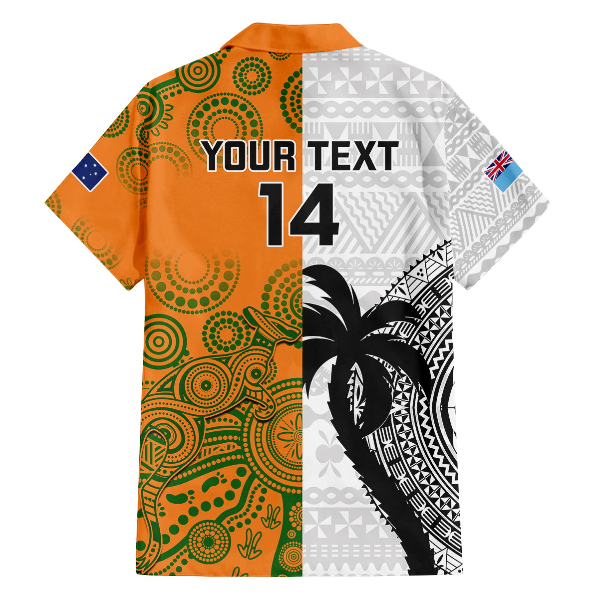 Custom Fiji And Australia Rugby Family Matching Off Shoulder Short Dress and Hawaiian Shirt 2023 World Cup Aboriginal Mix Tapa Pattern LT14 - Polynesian Pride