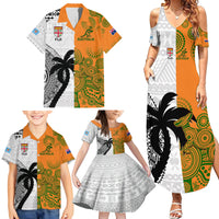 Custom Fiji And Australia Rugby Family Matching Summer Maxi Dress and Hawaiian Shirt 2023 World Cup Aboriginal Mix Tapa Pattern LT14 - Polynesian Pride