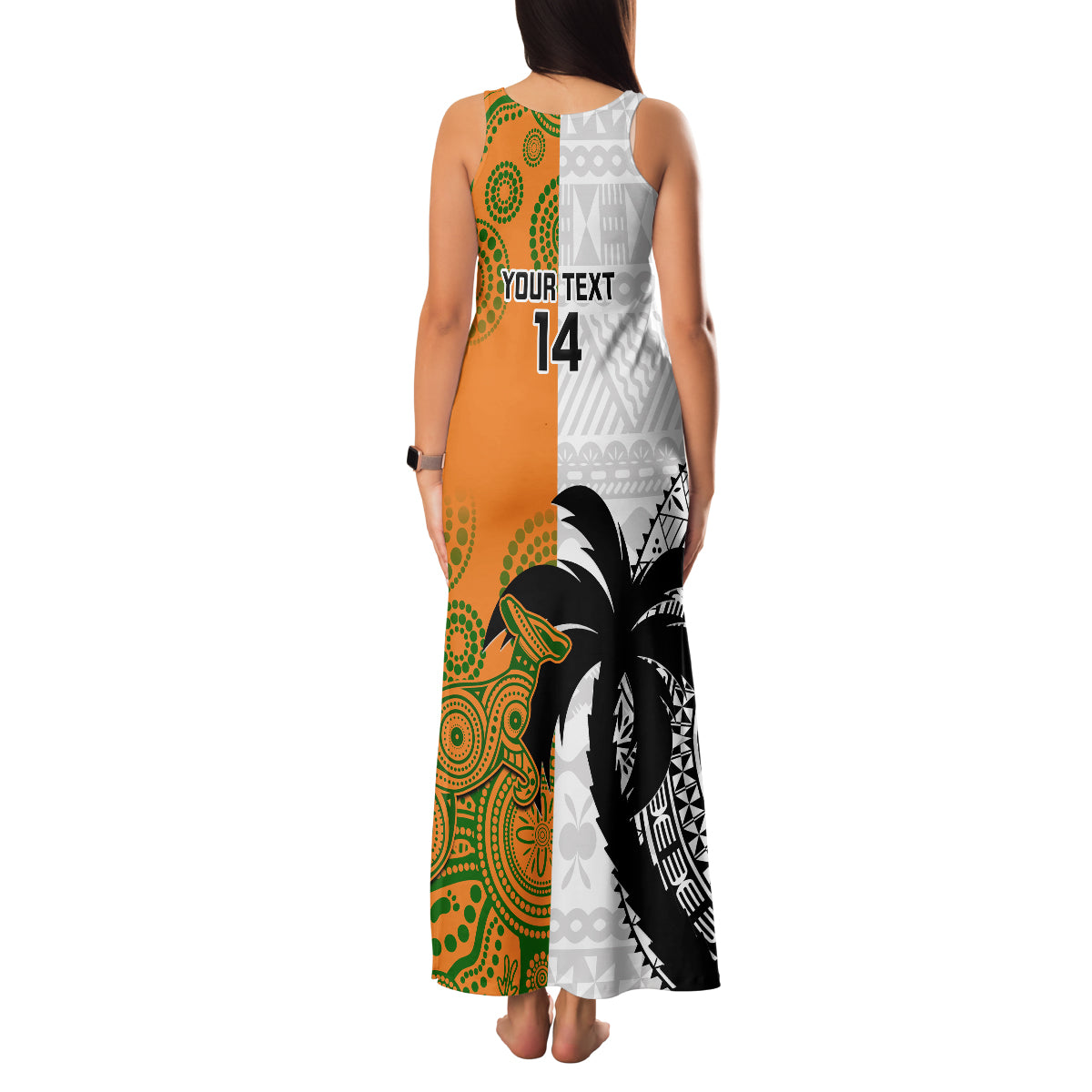 Custom Fiji And Australia Rugby Family Matching Tank Maxi Dress and Hawaiian Shirt 2023 World Cup Aboriginal Mix Tapa Pattern LT14 - Polynesian Pride