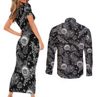 Hawaii Christmas Couples Matching Short Sleeve Bodycon Dress and Long Sleeve Button Shirt Tropical Style With Coat Of Arms LT14 - Polynesian Pride