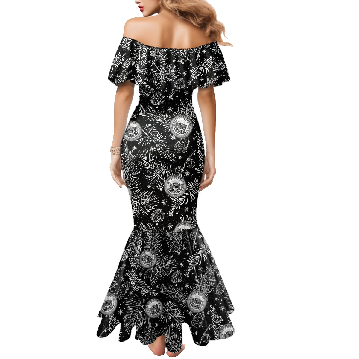 Hawaii Christmas Family Matching Mermaid Dress and Hawaiian Shirt Tropical Style With Coat Of Arms LT14 - Polynesian Pride