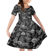 Hawaii Christmas Kid Short Sleeve Dress Tropical Style With Coat Of Arms LT14 KID Black - Polynesian Pride