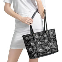 Hawaii Christmas Leather Tote Bag Tropical Style With Coat Of Arms LT14 - Polynesian Pride
