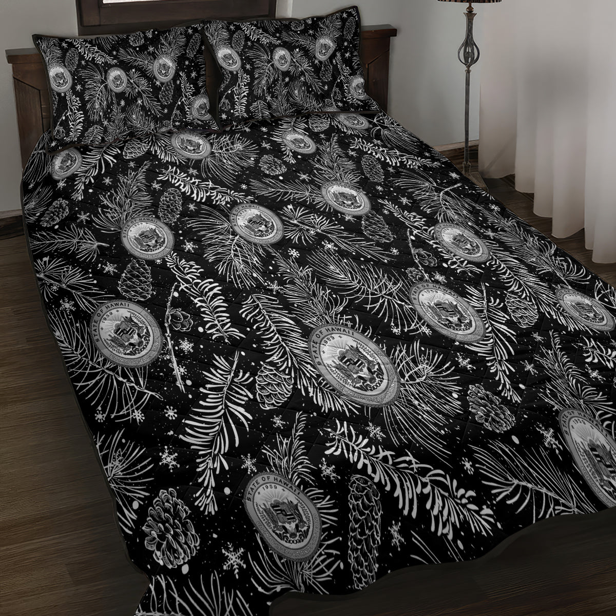 Hawaii Christmas Quilt Bed Set Tropical Style With Coat Of Arms LT14 - Polynesian Pride