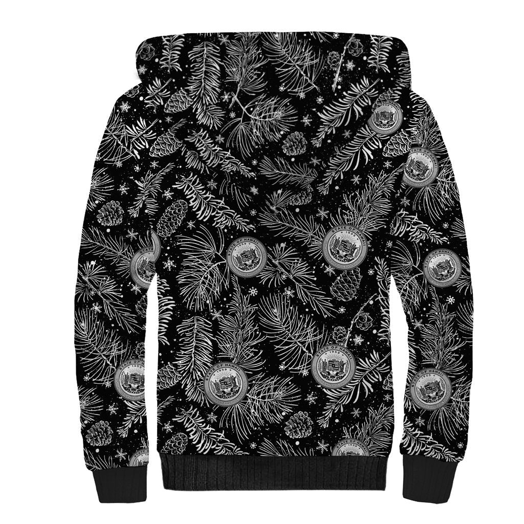 Hawaii Christmas Sherpa Hoodie Tropical Style With Coat Of Arms LT14 - Polynesian Pride
