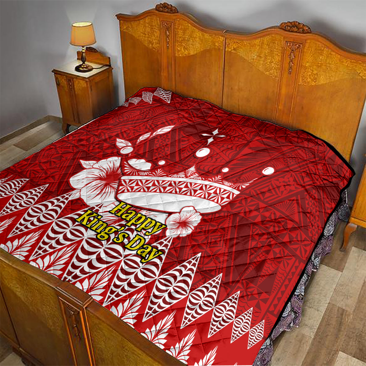 Tonga King Tupou I Day Quilt Tongan Ngatu Pattern With Crown LT14 - Polynesian Pride
