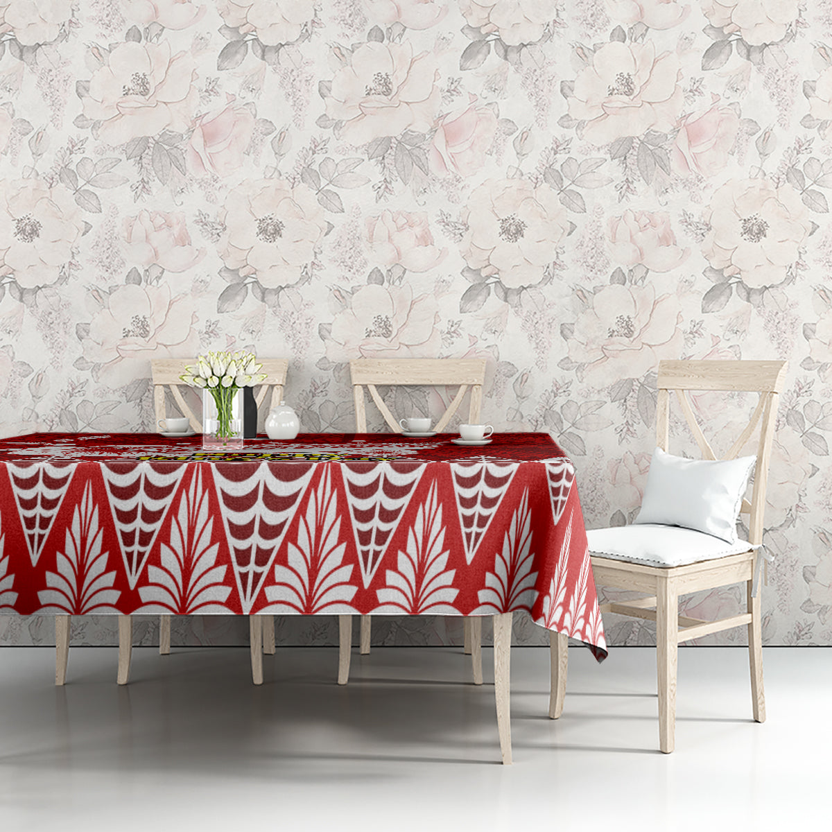 Tonga King Tupou I Day Tablecloth Tongan Ngatu Pattern With Crown LT14 - Polynesian Pride