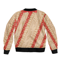 Malo e Lelei Tonga Bomber Jacket Heilala Lei Tongan Ngatu Pattern LT14 - Polynesian Pride