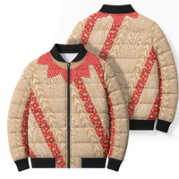 Malo e Lelei Tonga Bomber Puffer Jacket Heilala Lei Tongan Ngatu Pattern LT14 - Polynesian Pride