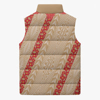 Malo e Lelei Tonga Sleeveless Puffer Jacket Heilala Lei Tongan Ngatu Pattern LT14 - Polynesian Pride