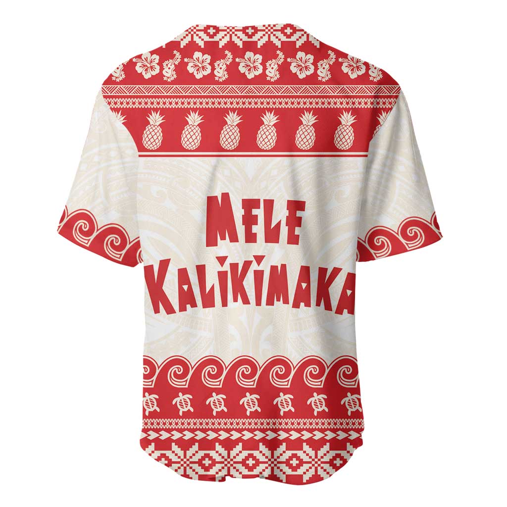 Red Mele Kalikimaka Hawaii Baseball Jersey Funny Ho Ho Ho Santa Shaka - Polynesian Pride