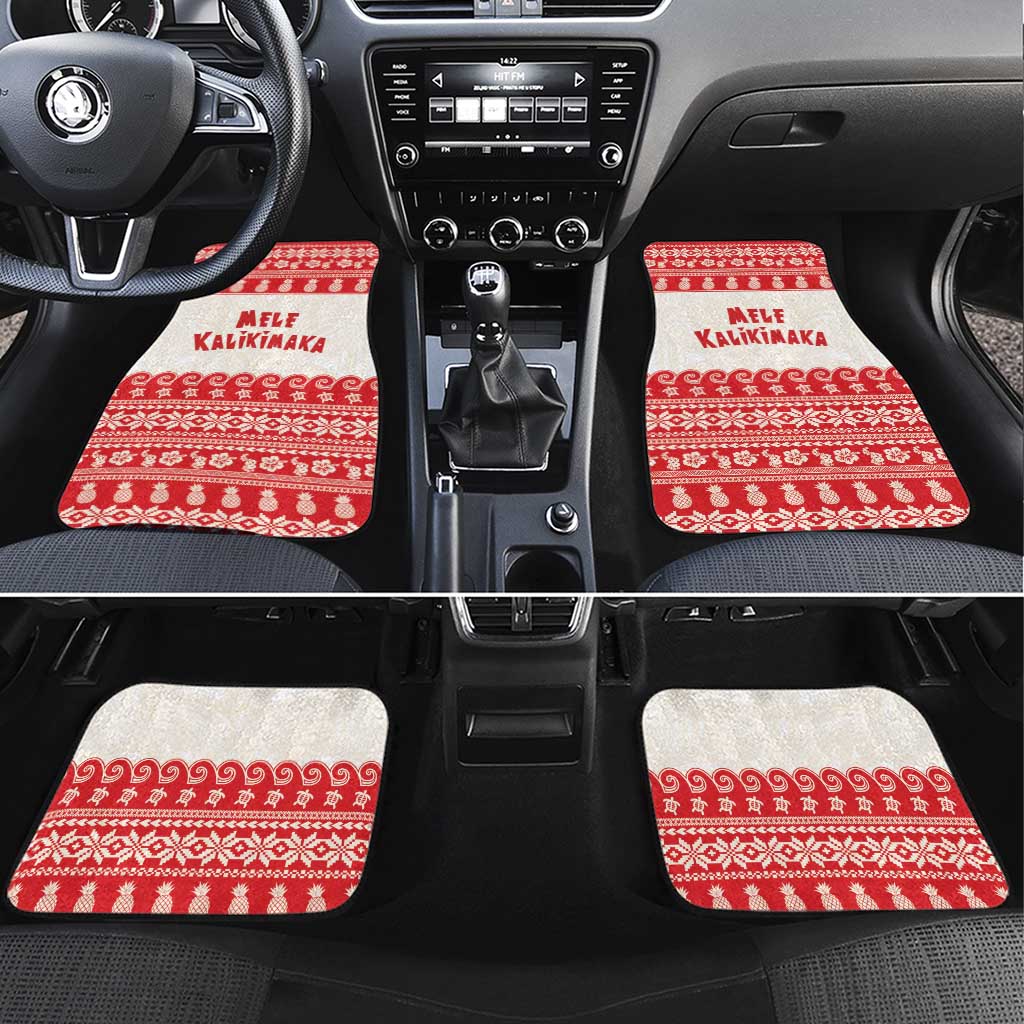 Red Mele Kalikimaka Hawaii Car Mats Funny Ho Ho Ho Santa Shaka LT14 Set 4pcs Red - Polynesian Pride