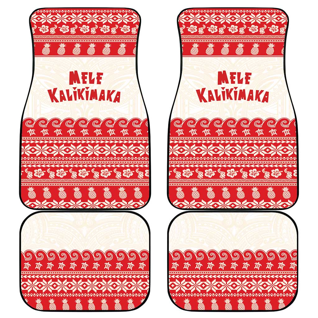 Red Mele Kalikimaka Hawaii Car Mats Funny Ho Ho Ho Santa Shaka LT14 - Polynesian Pride