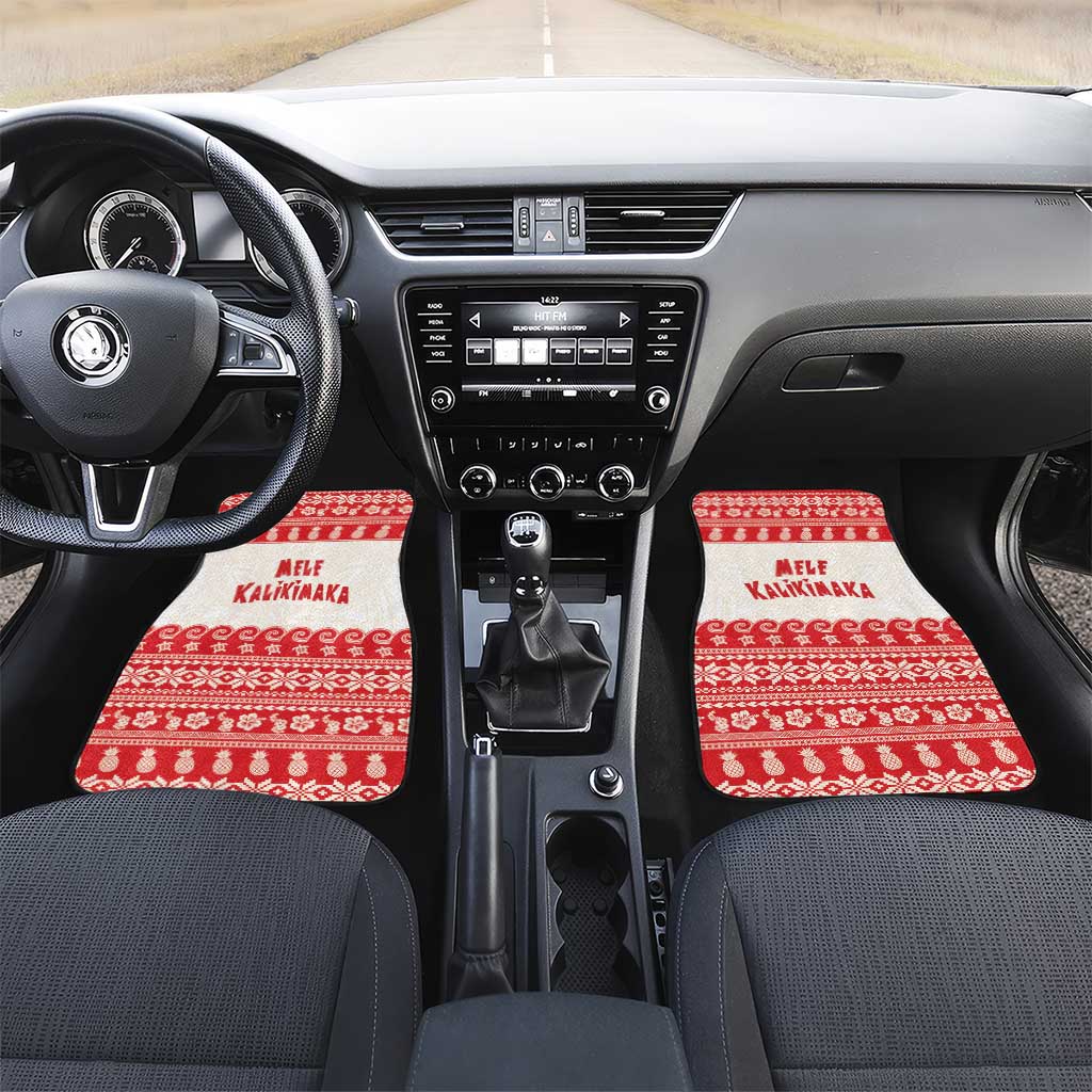 Red Mele Kalikimaka Hawaii Car Mats Funny Ho Ho Ho Santa Shaka LT14 Set 2pcs - Front Red - Polynesian Pride