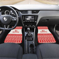 Red Mele Kalikimaka Hawaii Car Mats Funny Ho Ho Ho Santa Shaka LT14 Set 2pcs - Front Red - Polynesian Pride