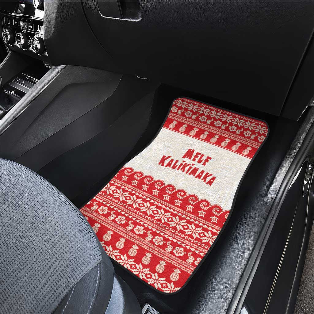 Red Mele Kalikimaka Hawaii Car Mats Funny Ho Ho Ho Santa Shaka LT14 - Polynesian Pride