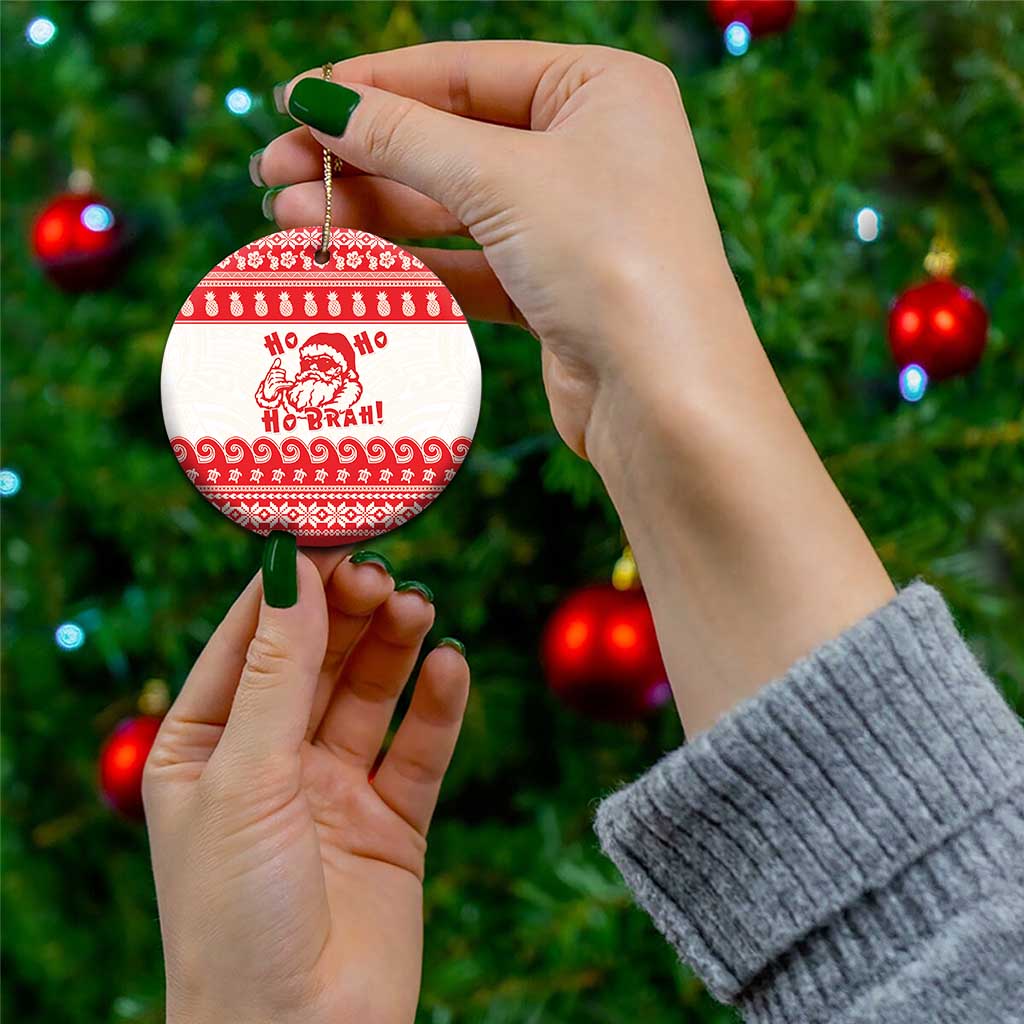 Red Mele Kalikimaka Hawaii Ceramic Ornament Funny Ho Ho Ho Santa Shaka - Polynesian Pride