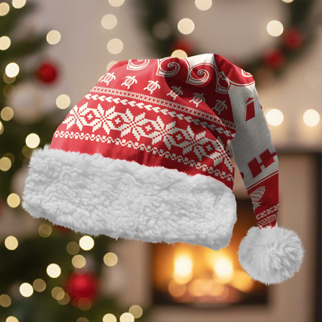 Red Mele Kalikimaka Hawaii Christmas Santa Hat Funny Ho Ho Ho Santa Shaka - Polynesian Pride