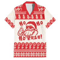Red Mele Kalikimaka Hawaii Family Matching Long Sleeve Bodycon Dress and Hawaiian Shirt Funny Ho Ho Ho Santa Shaka LT14 Dad's Shirt - Short Sleeve Red - Polynesian Pride