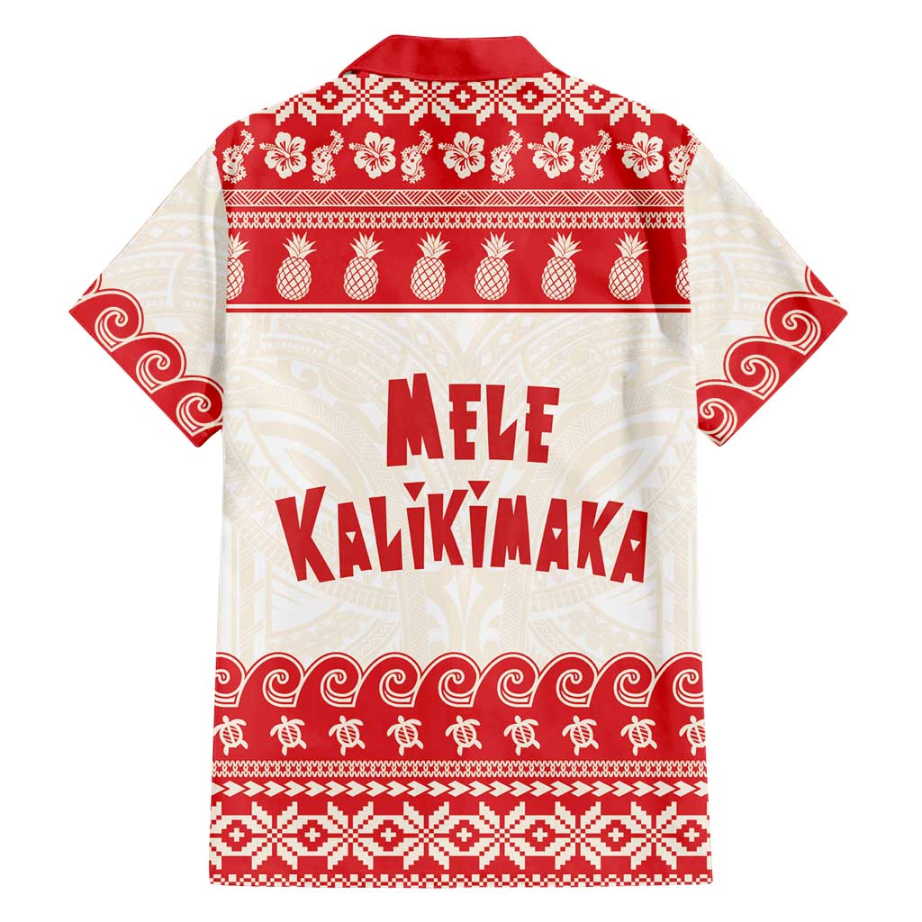 Red Mele Kalikimaka Hawaii Family Matching Off The Shoulder Long Sleeve Dress and Hawaiian Shirt Funny Ho Ho Ho Santa Shaka LT14 - Polynesian Pride