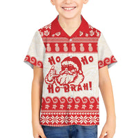 Red Mele Kalikimaka Hawaii Family Matching Puletasi and Hawaiian Shirt Funny Ho Ho Ho Santa Shaka LT14 Son's Shirt Red - Polynesian Pride