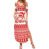 Red Mele Kalikimaka Hawaii Family Matching Summer Maxi Dress and Hawaiian Shirt Funny Ho Ho Ho Santa Shaka LT14 Mom's Dress Red - Polynesian Pride