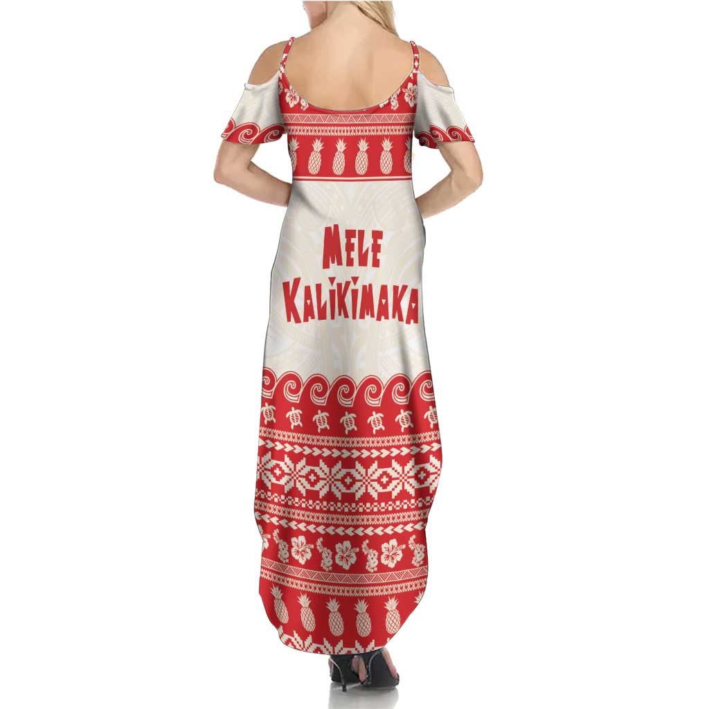 Red Mele Kalikimaka Hawaii Family Matching Summer Maxi Dress and Hawaiian Shirt Funny Ho Ho Ho Santa Shaka LT14 - Polynesian Pride