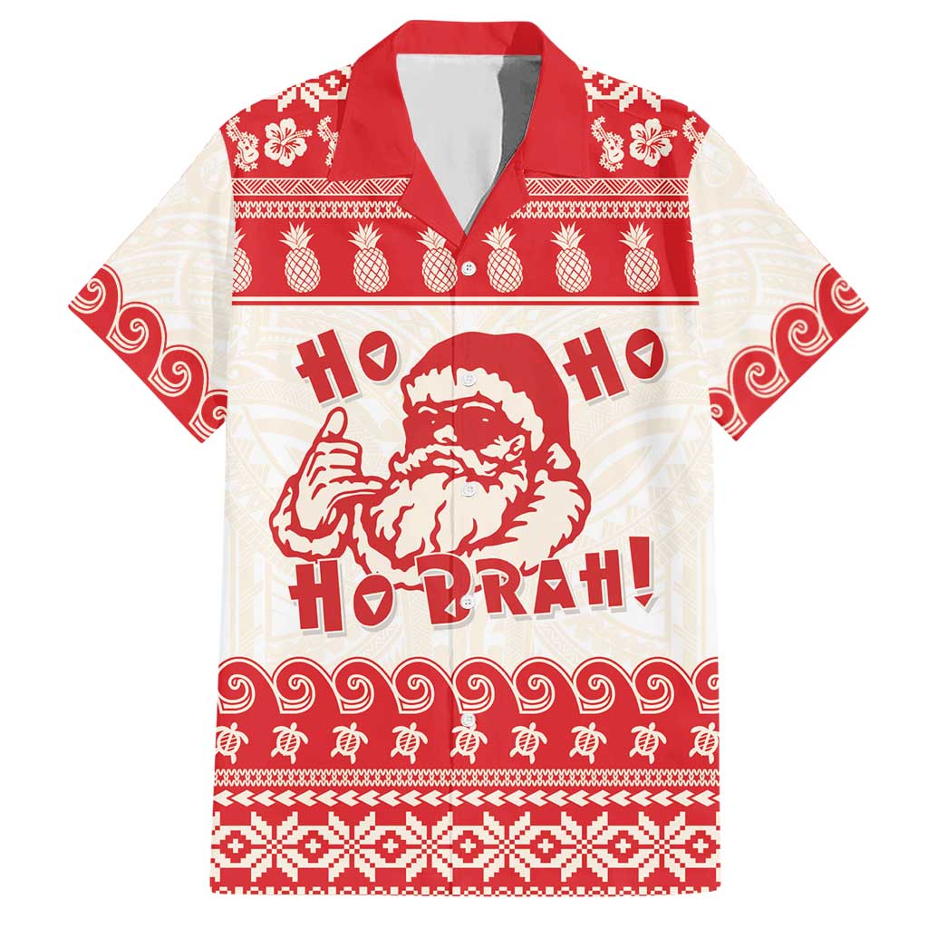Red Mele Kalikimaka Hawaii Hawaiian Shirt Funny Ho Ho Ho Santa Shaka - Polynesian Pride