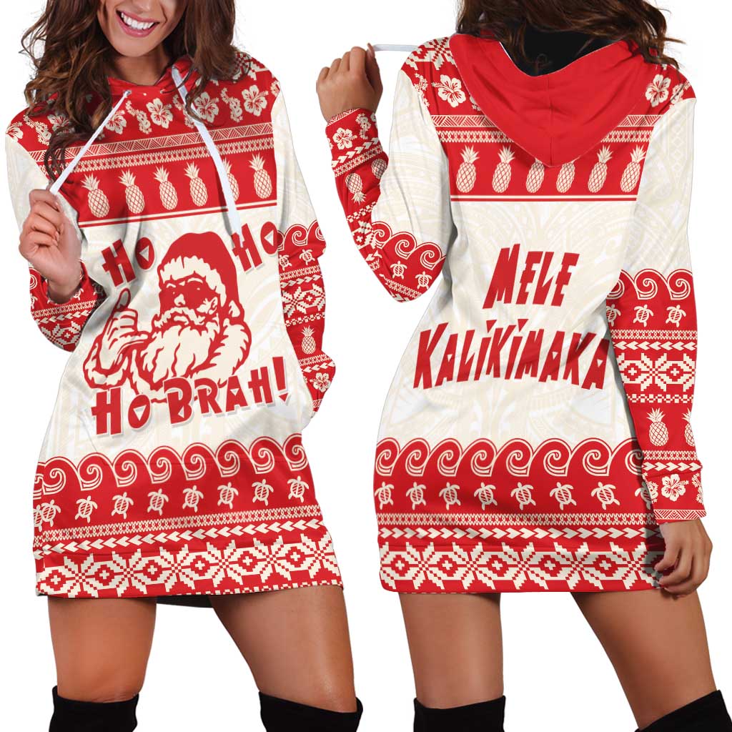 Red Mele Kalikimaka Hawaii Hoodie Dress Funny Ho Ho Ho Santa Shaka LT14 - Polynesian Pride