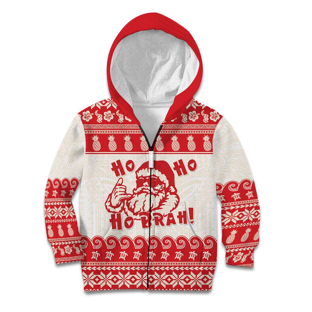 Red Mele Kalikimaka Hawaii Kid Hoodie Funny Ho Ho Ho Santa Shaka - Polynesian Pride