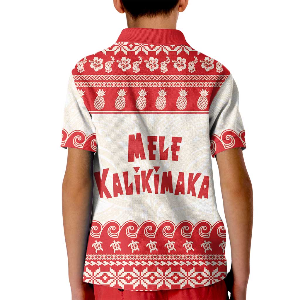 Red Mele Kalikimaka Hawaii Kid Polo Shirt Funny Ho Ho Ho Santa Shaka - Polynesian Pride