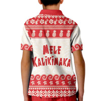 Red Mele Kalikimaka Hawaii Kid Polo Shirt Funny Ho Ho Ho Santa Shaka - Polynesian Pride