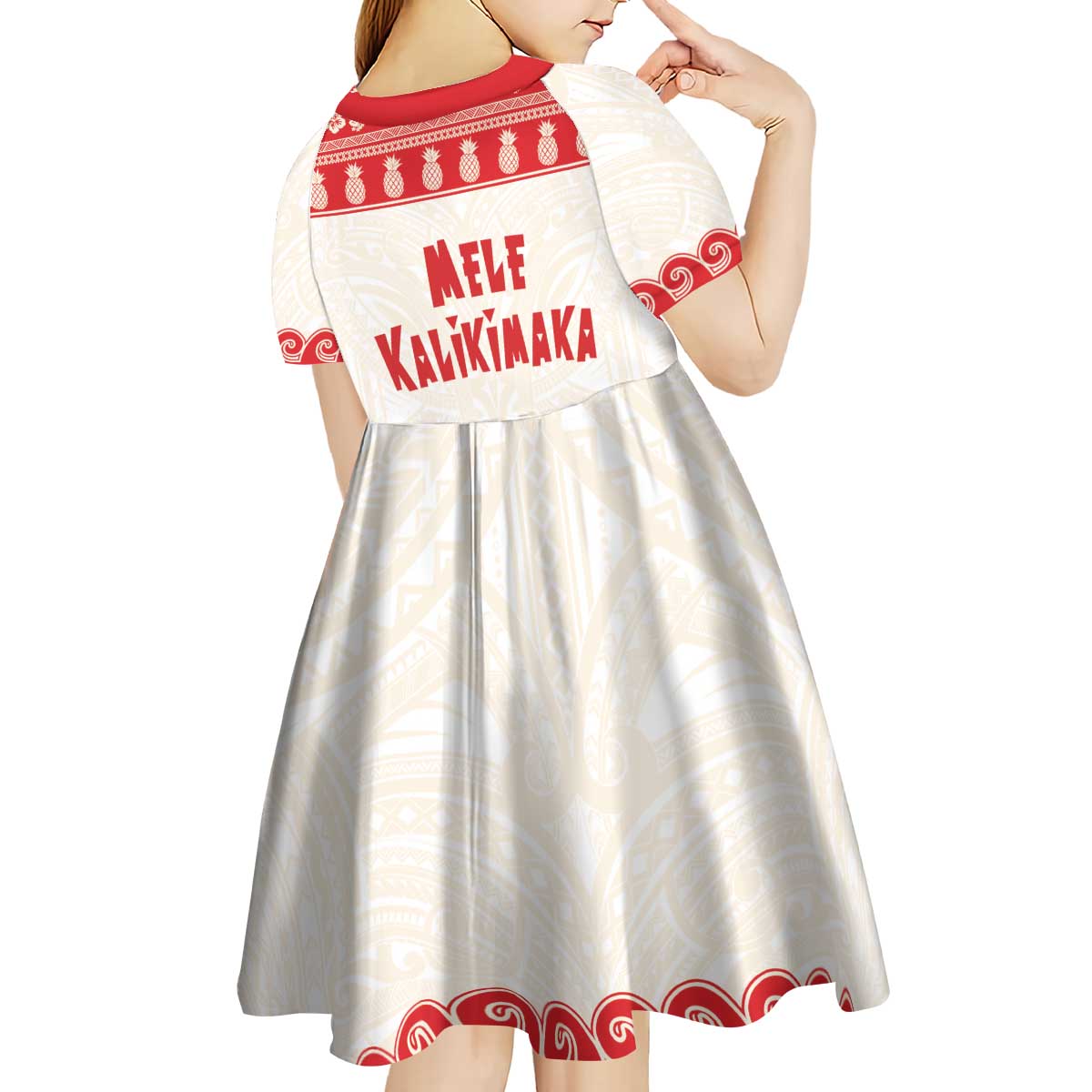 Red Mele Kalikimaka Hawaii Kid Short Sleeve Dress Funny Ho Ho Ho Santa Shaka LT14 - Polynesian Pride