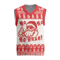 Red Mele Kalikimaka Hawaii Christmas Knitted V-Neck Vest Funny Ho Ho Ho Santa Shaka LT14 Red - Polynesian Pride