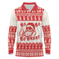 Red Mele Kalikimaka Hawaii Long Sleeve Polo Shirt Funny Ho Ho Ho Santa Shaka LT14 Red - Polynesian Pride