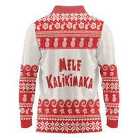 Red Mele Kalikimaka Hawaii Long Sleeve Polo Shirt Funny Ho Ho Ho Santa Shaka LT14 - Polynesian Pride