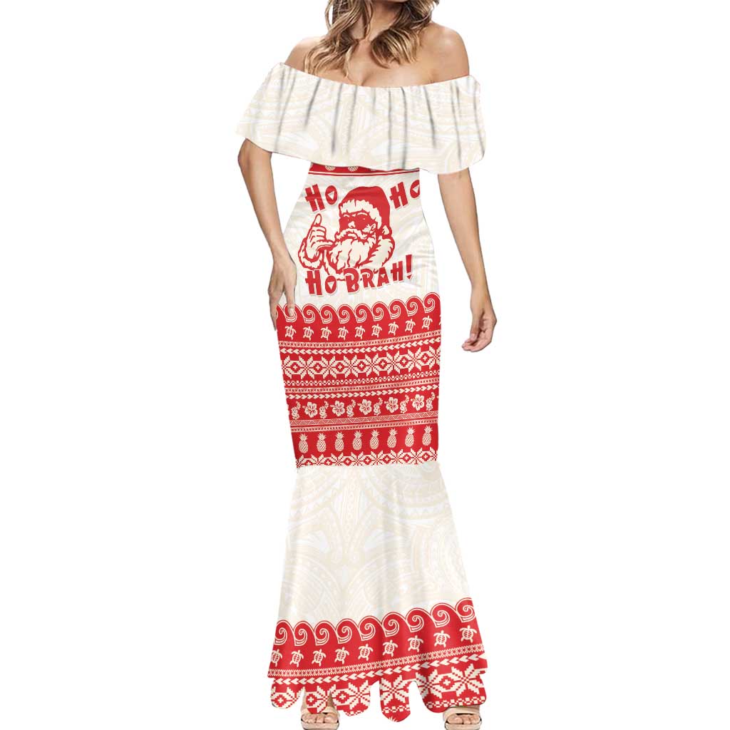 Red Mele Kalikimaka Hawaii Mermaid Dress Funny Ho Ho Ho Santa Shaka LT14 - Polynesian Pride